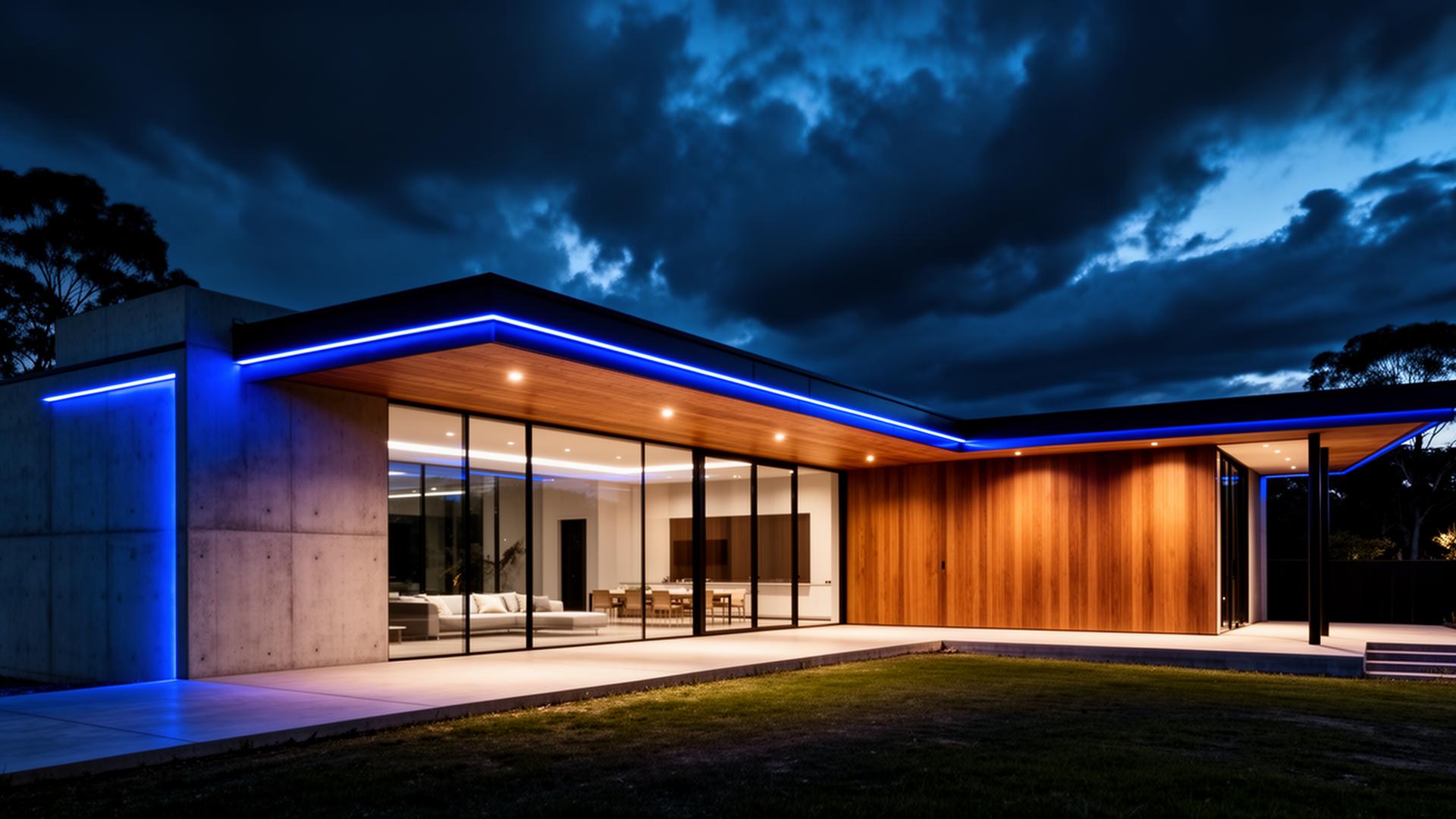 District & Co. luxury custom home at dusk